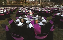 Gala Ball Table Settings Purple Sashes